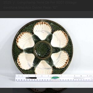 Longchamp Green and Cream Oyster Plate